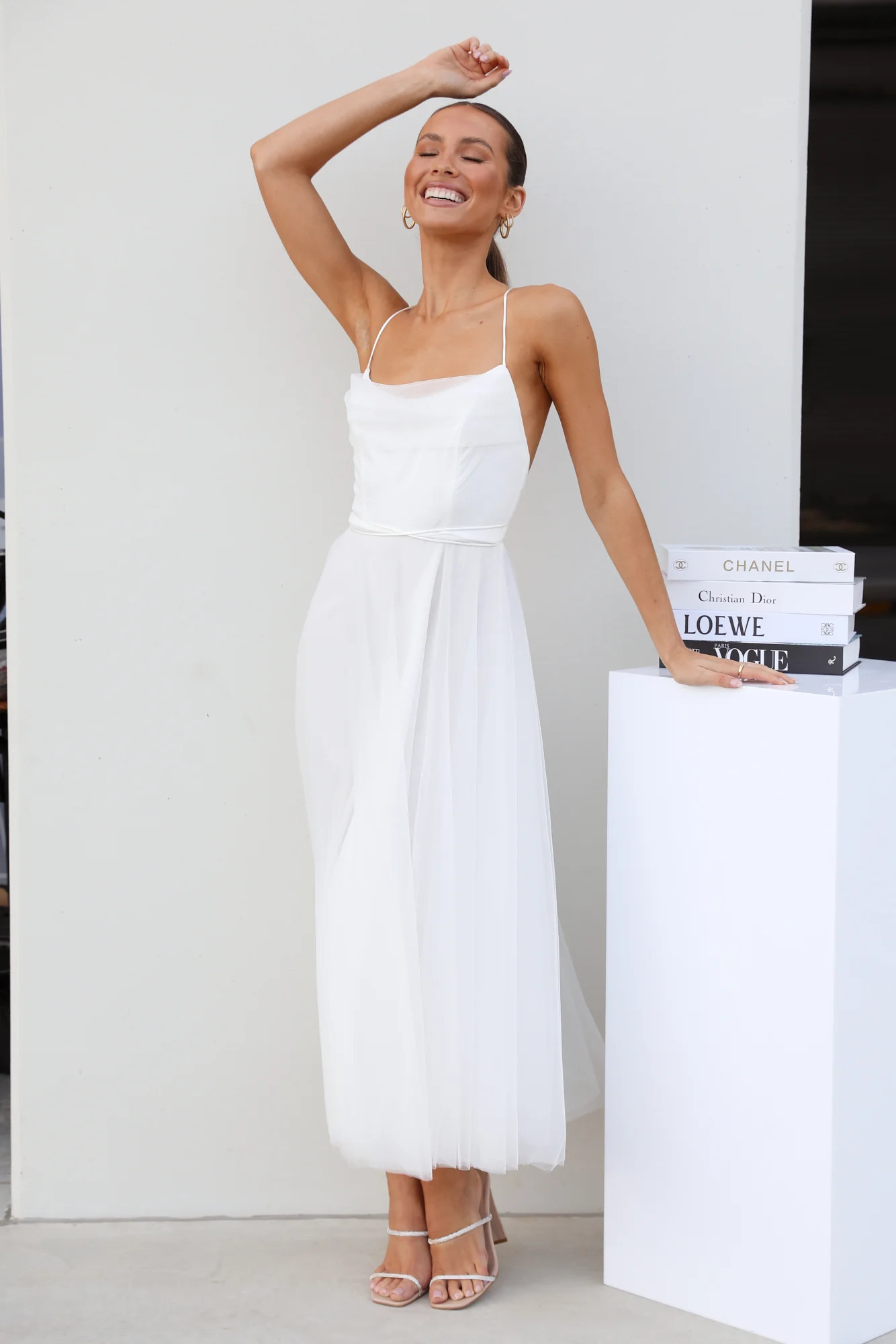 Signal My Way Tulle Midi Dress White | Hello Molly (AU)