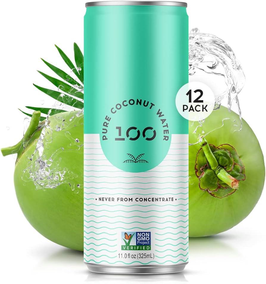100 Coconuts Pure Coconut-100% Pure Coconut Water - Low Calorie All-Natural Drink with Electrolyt... | Amazon (US)