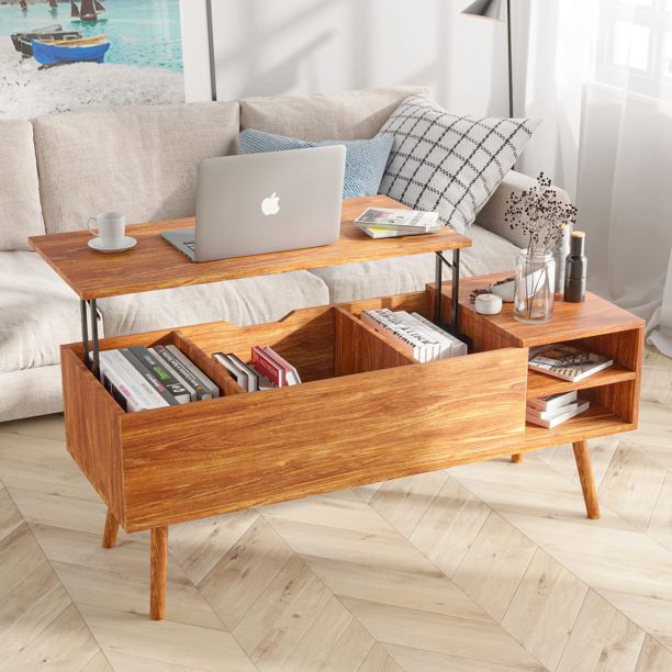 Modern Lift Top Coffee Table with Hidden Compartment Storage,Adjustable Wood Table for Living Roo... | Walmart (US)