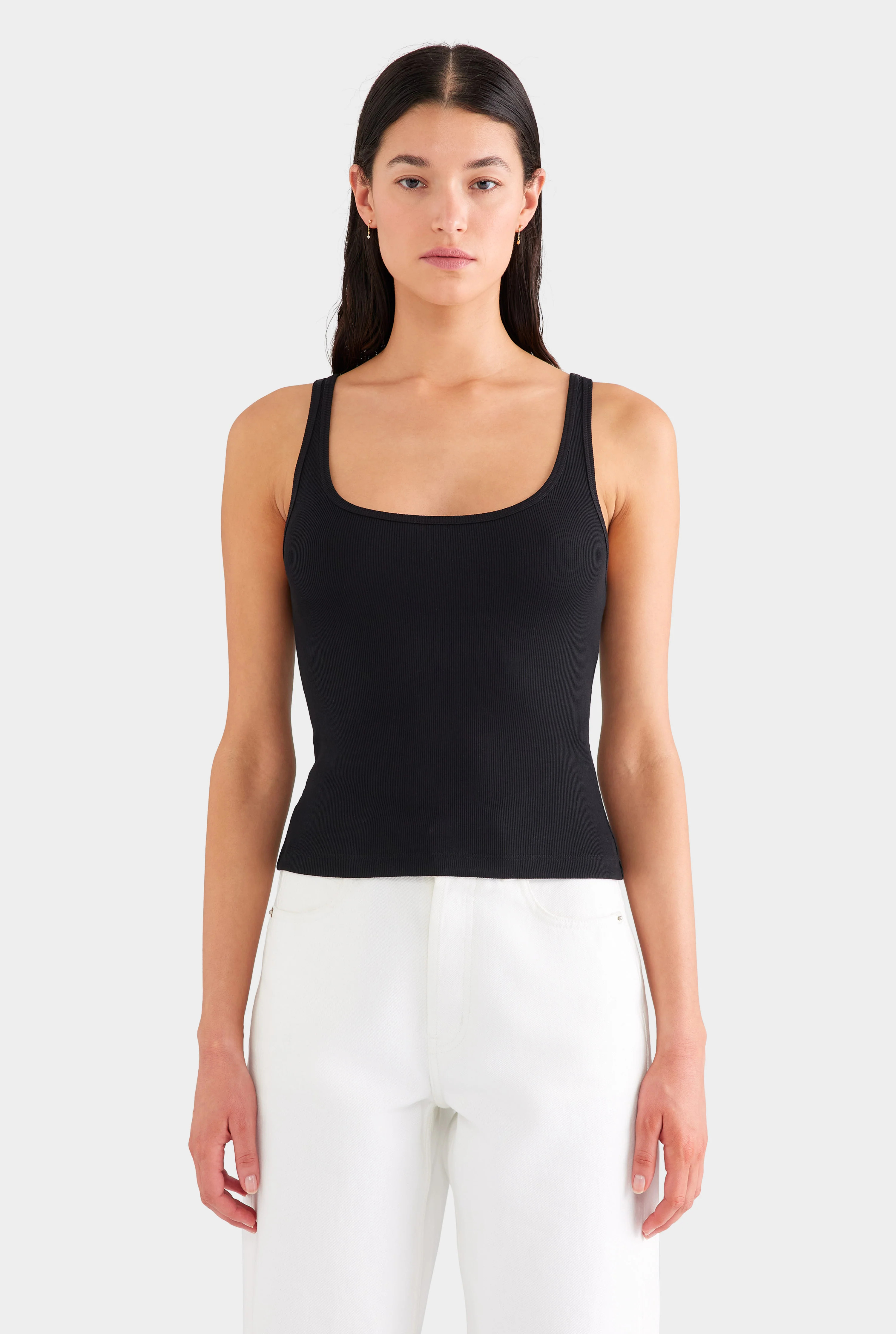 Womens Rib Jersey Tank in Black | Venroy | Venroy AU