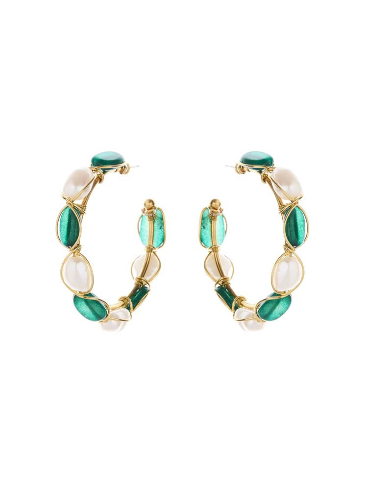 Green Jade Hoop Earrings | Oscar de la Renta