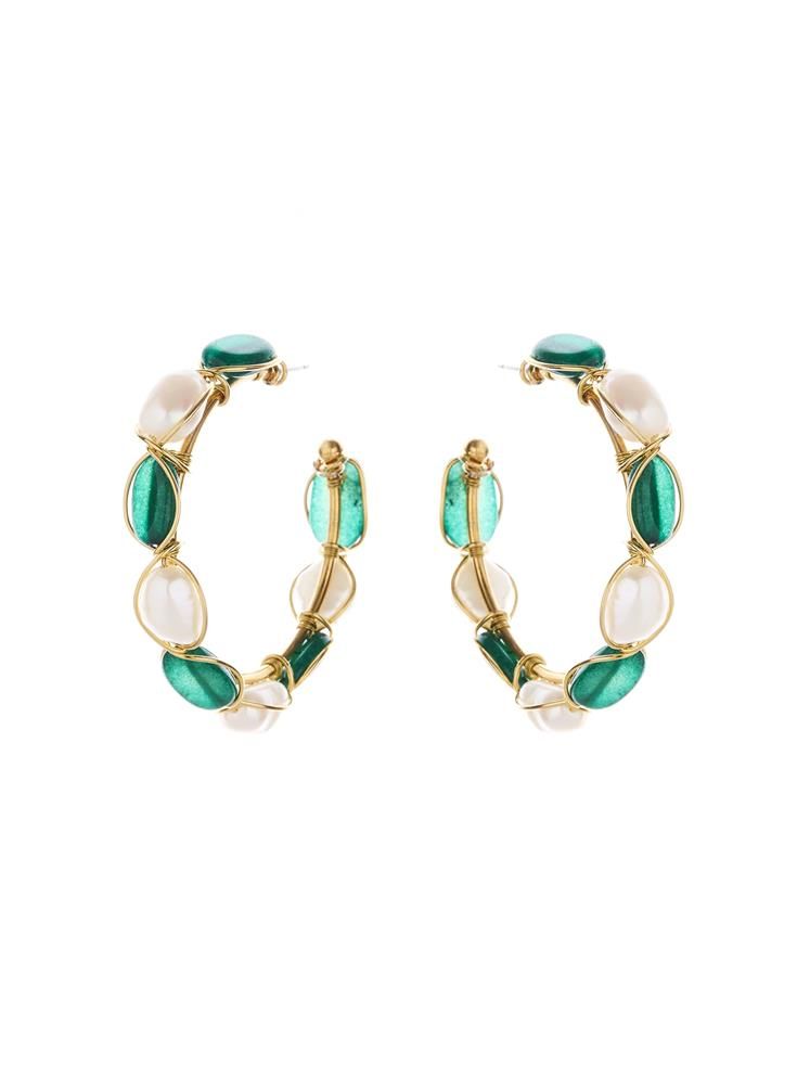 Green Jade Hoop Earrings | Oscar de la Renta