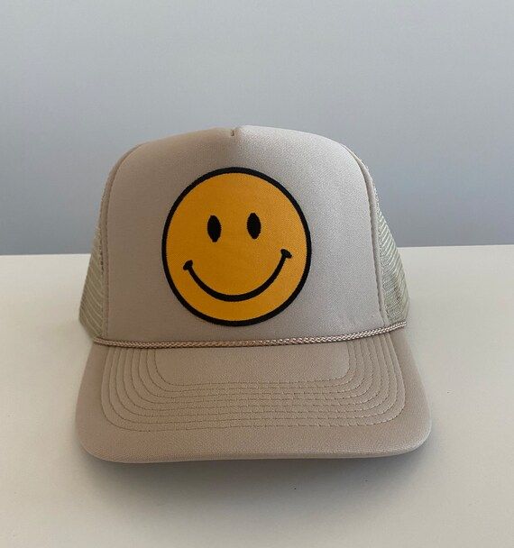 Tan Smiley Face Trucker Hat | Etsy | Etsy (US)