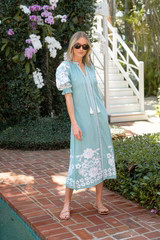 Short Sleeve Coatue Caftan - Sea | Julia Amory