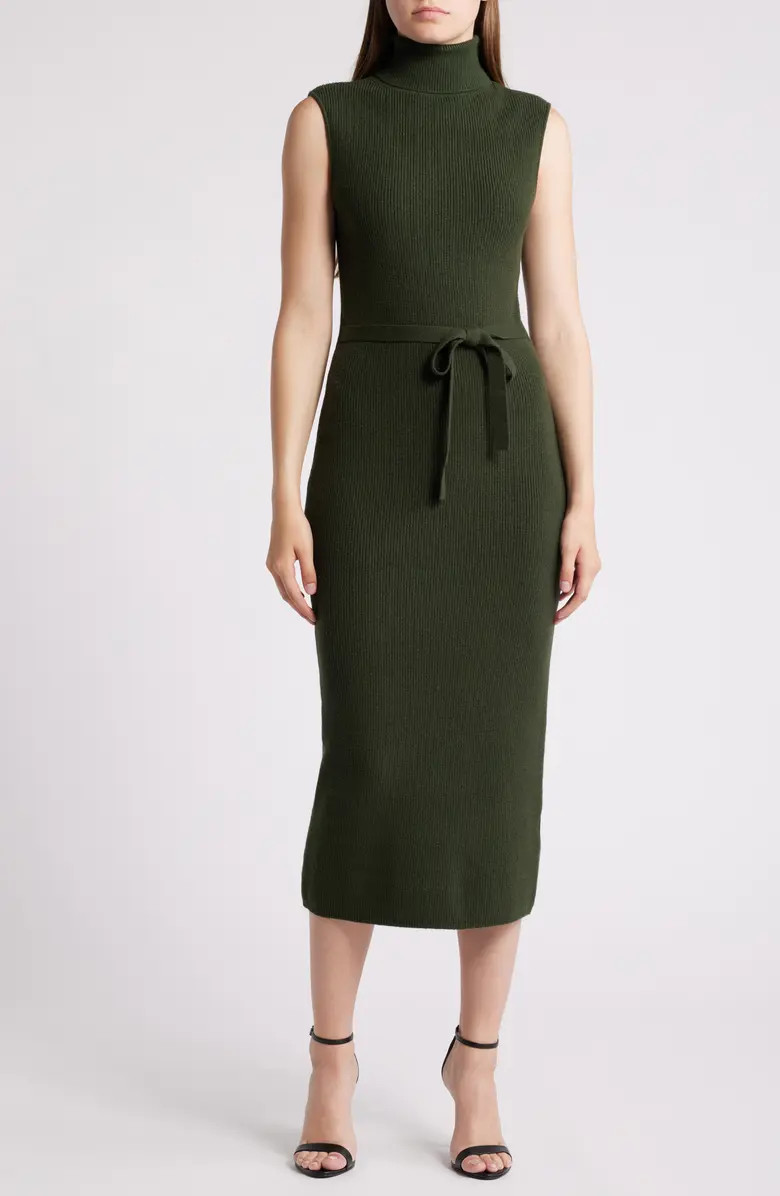 Turtleneck Sleeveless Rib Sweater Dress | Nordstrom