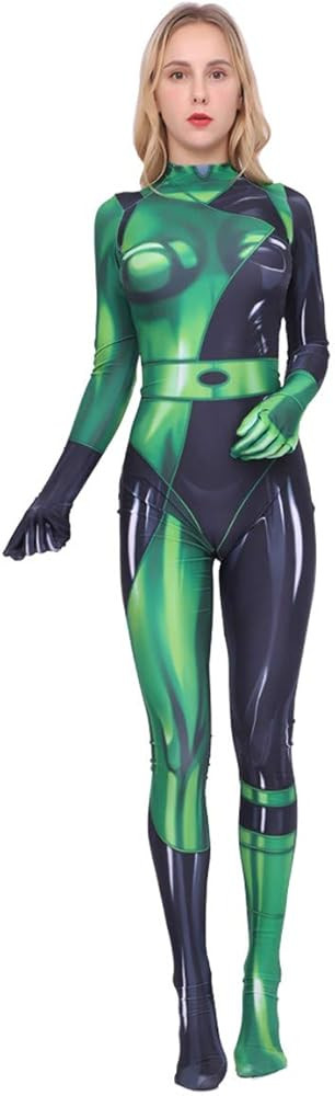 Women Shego Cosplay Costume Super Villain Halloween Costume BodySuit Suit Jumpsuit for Adults/Kid... | Amazon (US)