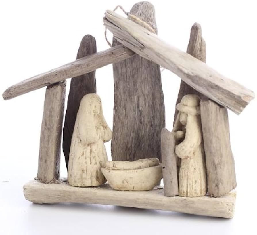 Natural Driftwood Nativity Display | Rustic Christmas Holiday Decoration (7-1/2" W x 5-1/2" H) | Amazon (US)