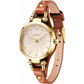 BUREI Women Watches Simple Leather Strap Watch Analog Quartz Watches Small Thin Ladies Watch Brac... | Amazon (US)