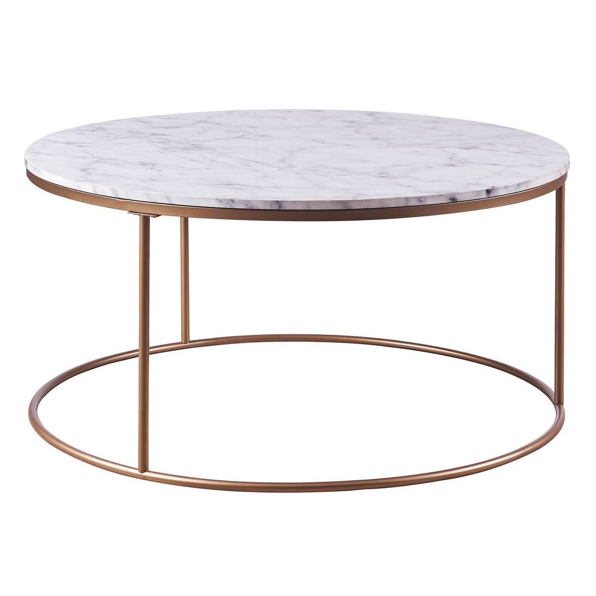 Marmo Round Coffee Table with Faux Marble Top Brass - Teamson Home | Target