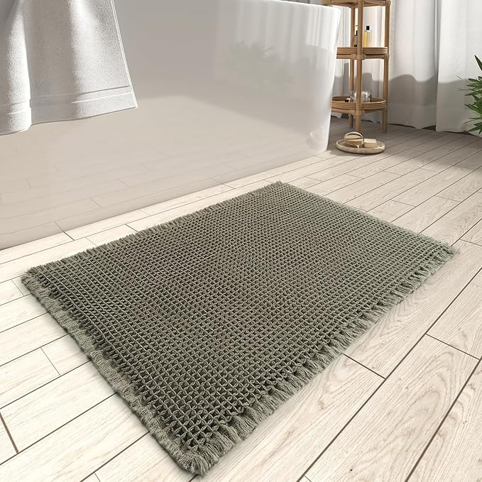 AMOAMI Upgraded Waffle Bath Mat, Super Absorbent Non Slip Bath Mats for Bathroom Floor, Machine W... | Amazon (US)