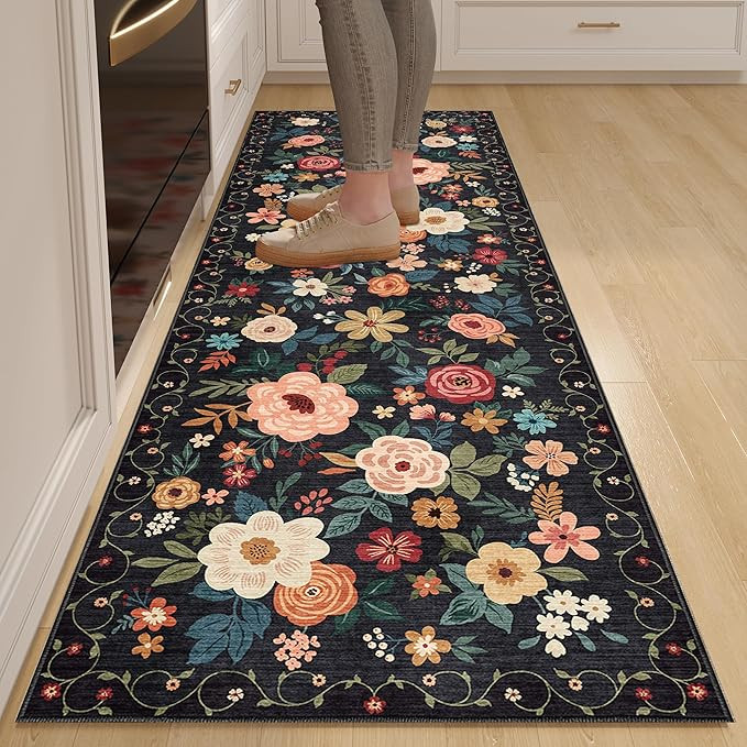 DUKINO 2x6 Runner Rug for Hallway, Washable Kitchen Runner Rug with Non Slip Backing, Low Pile So... | Amazon (US)
