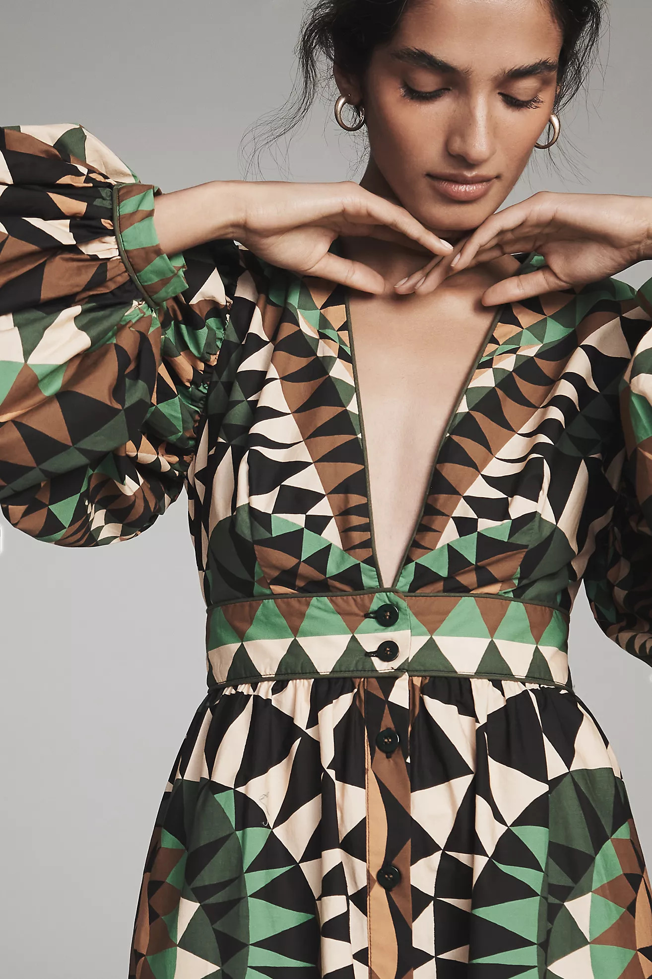 Farm Rio Deco Long-Sleeve Mini Dress | Anthropologie (US)