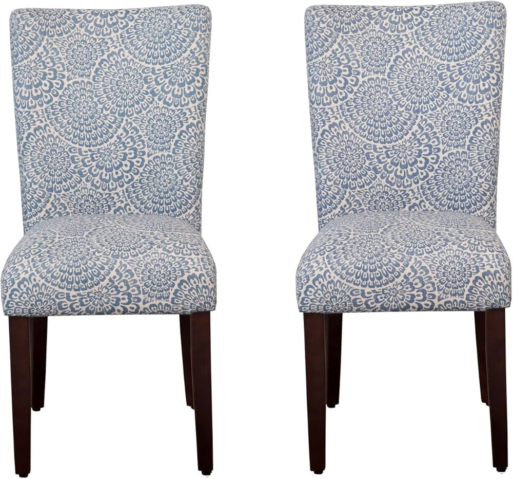 HomePop Parsons Classic Upholstered Accent Dining Chair, Set of 2, Navy and Floral | Amazon (US)