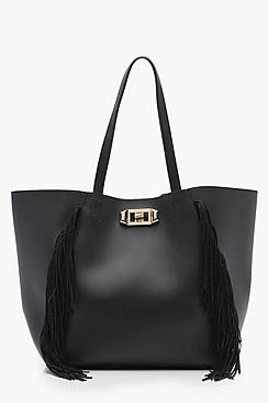 Fringe & Lock Shopper Bag | Boohoo.com (US & CA)