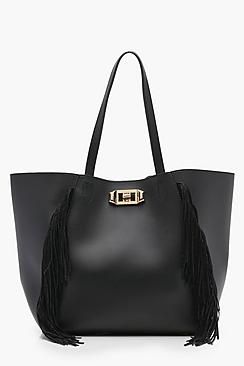 Fringe & Lock Shopper Bag | Boohoo.com (US & CA)