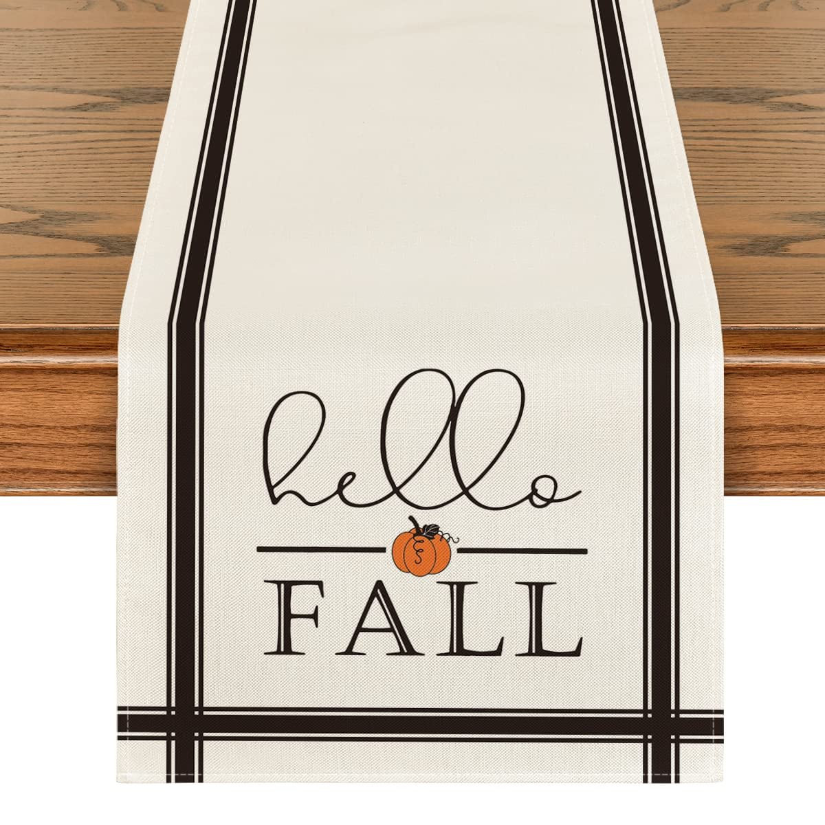 Smile Stripe Hello Fall Pumpkin Table Runner 13 x 72 Inch | Walmart (US)