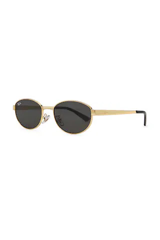 Ray-Ban Oval Sunglasses in Black & Gold from Revolve.com | Revolve Clothing (Global)