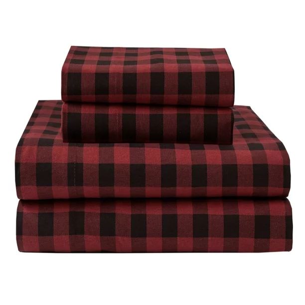 Generic Sheets 160 Thread Count Red Plaid Cotton Sheet Sets, Twin - Walmart.com | Walmart (US)