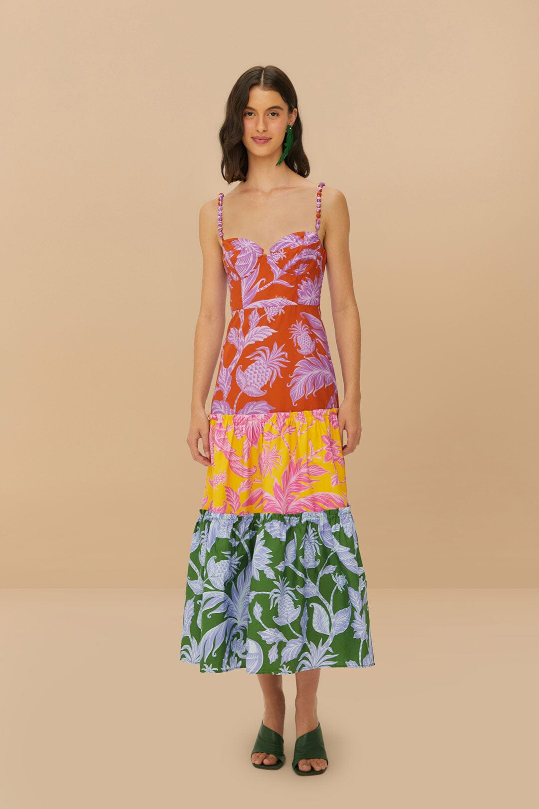 Mixed Tropical Swing Sleeveless Midi Dress | FarmRio (US)