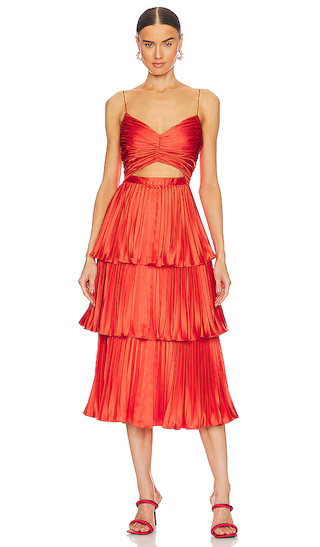 Lulla Pleated Midi Dress in Poppy Field | Revolve Clothing (Global)