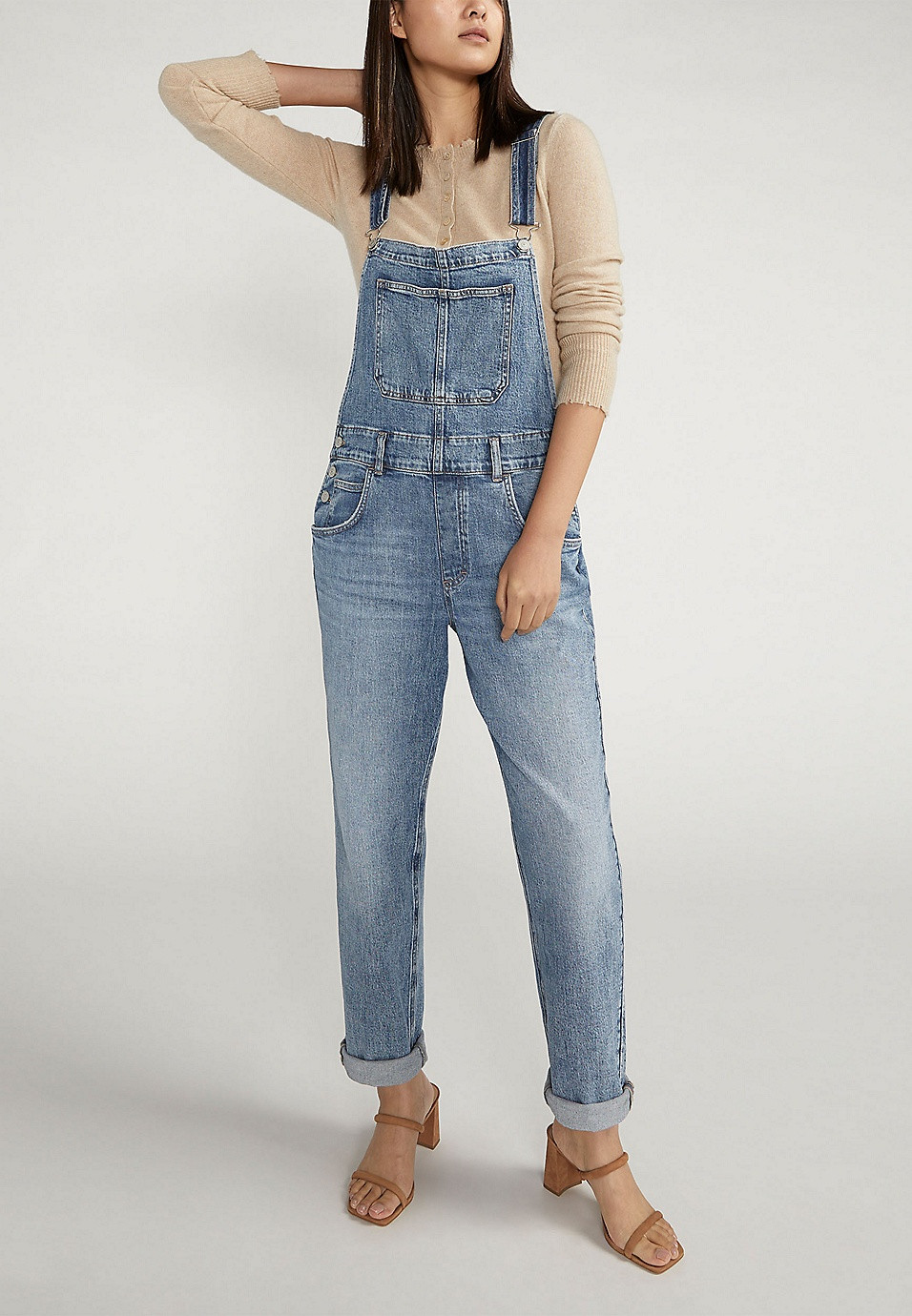 Silver Jeans Co.® Low Stretch Baggy Cuffed Hem Straight Overalls | Maurices