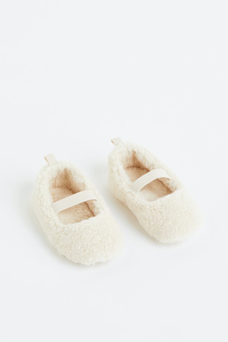 Soft Teddy Fabric Slippers - Light beige - Kids | H&M US | H&M (US)