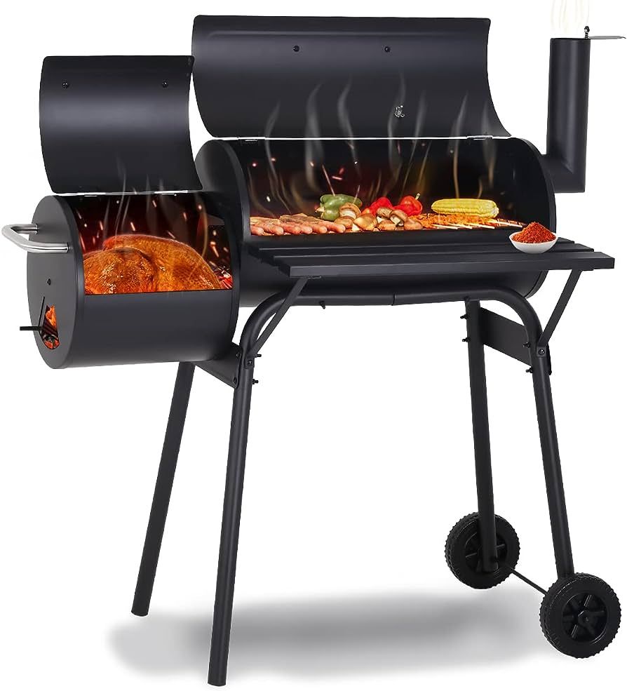 Charcoal Grills Outdoor Barbecue Grill Offset Smoker Portable BBQ Grill with Wheels for Backyard ... | Amazon (US)