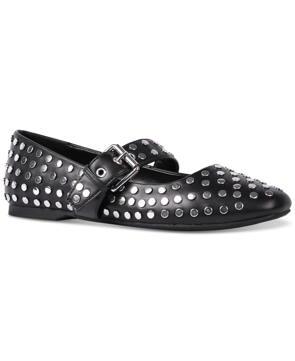Dv Dolce Vita Women's Mellie Buckle Strap Studded Mary Jane Flats - Black Metal Stud | Macy's