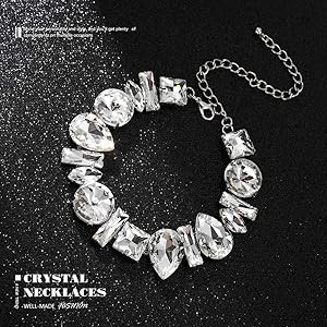 JONKY Rhinestone Choker Necklace Silver Big Diamond Jewelry for Women | Amazon (US)