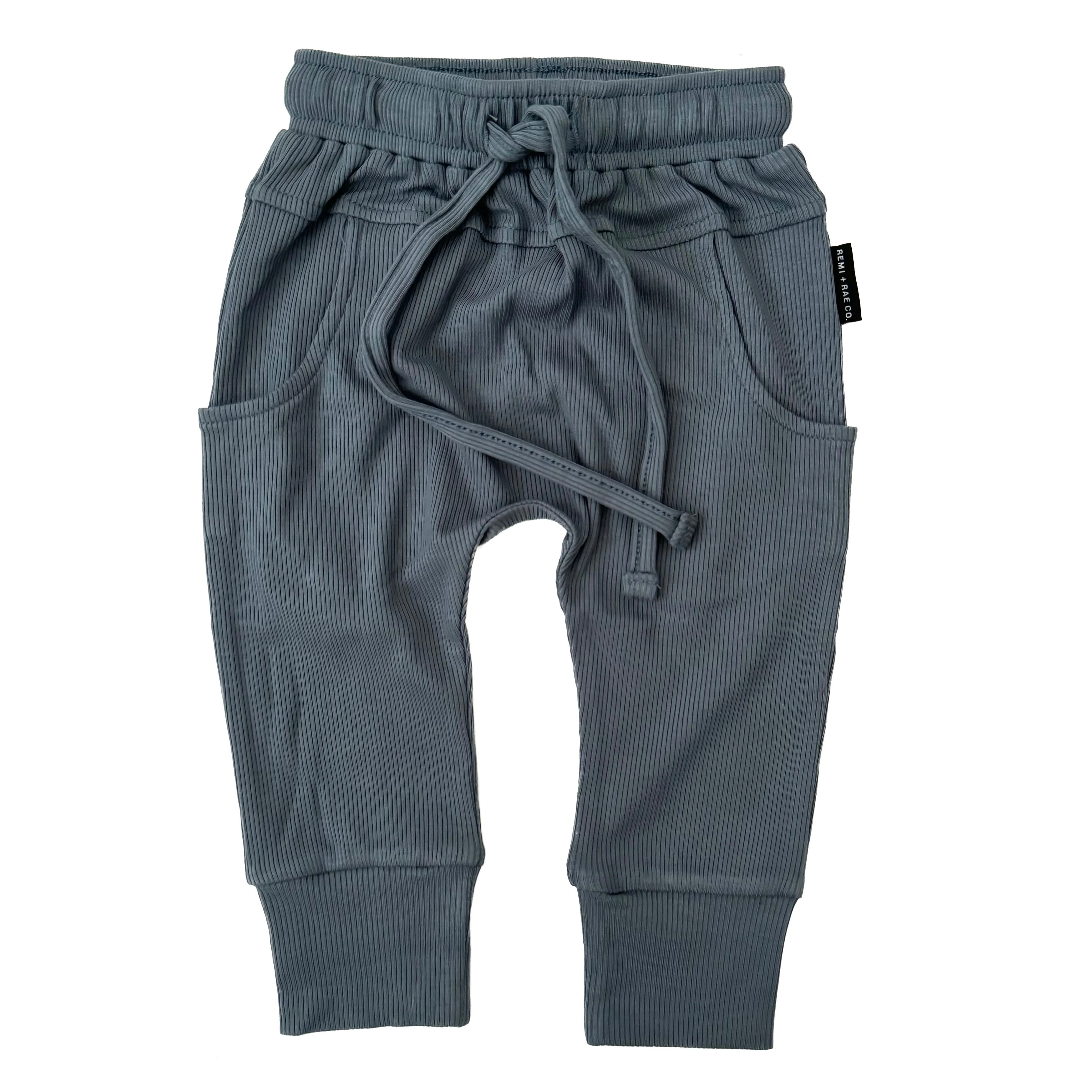 BAMBOO RIBBED JOGGERS - STEEL BLUE | REMI + RAE CO.