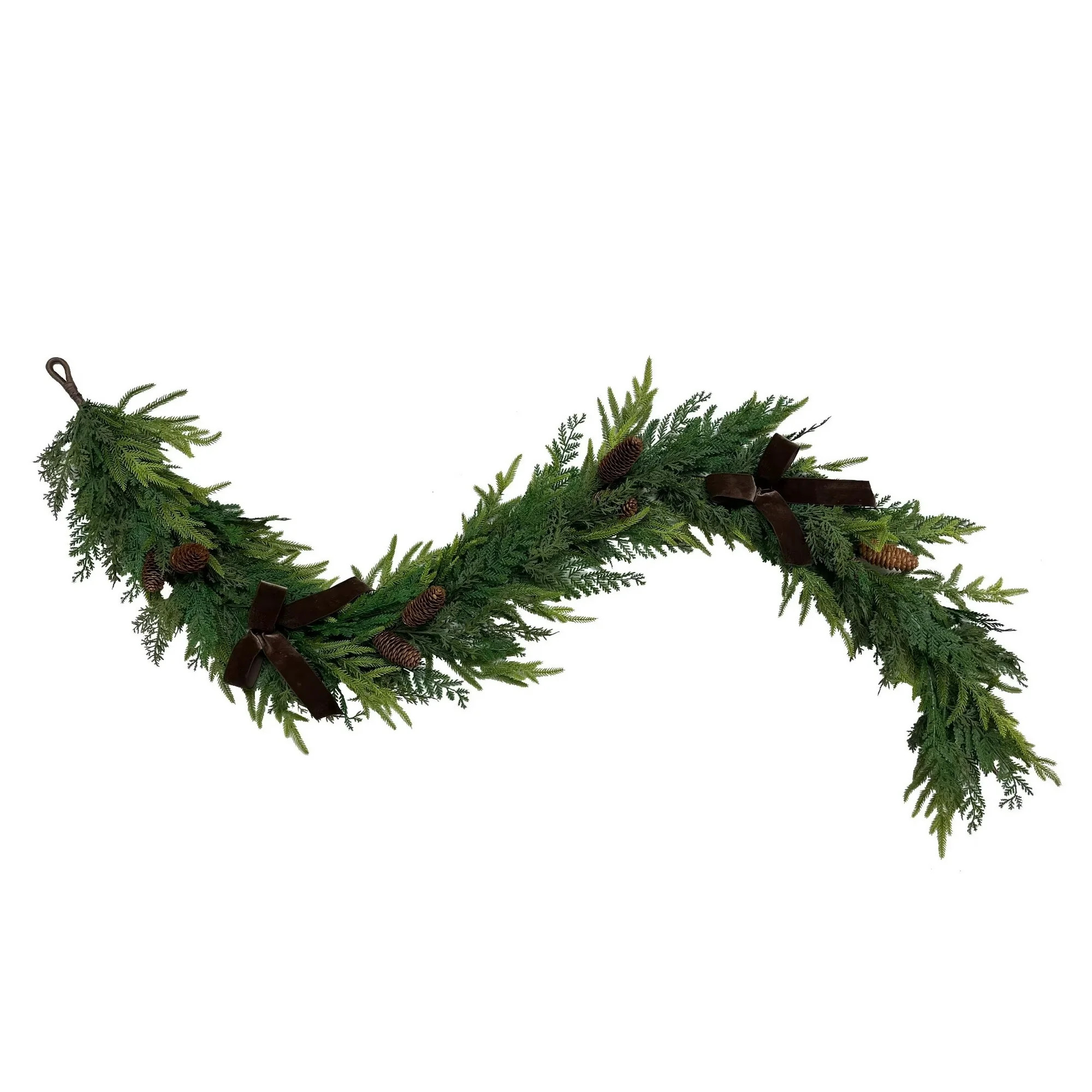 Evergreen with Pine Cones and Bows Christmas Garland, Brown and Green, 6', by Holiday Time | Walmart (US)