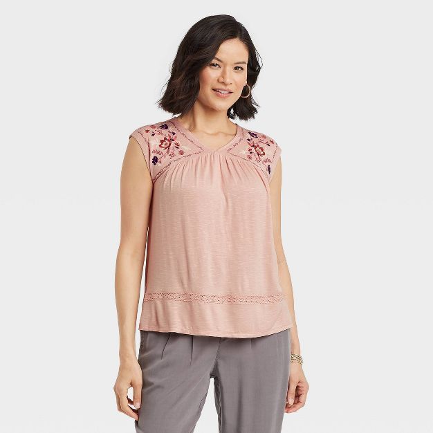 Women's Embroidered Knit Top - Knox Rose™ | Target