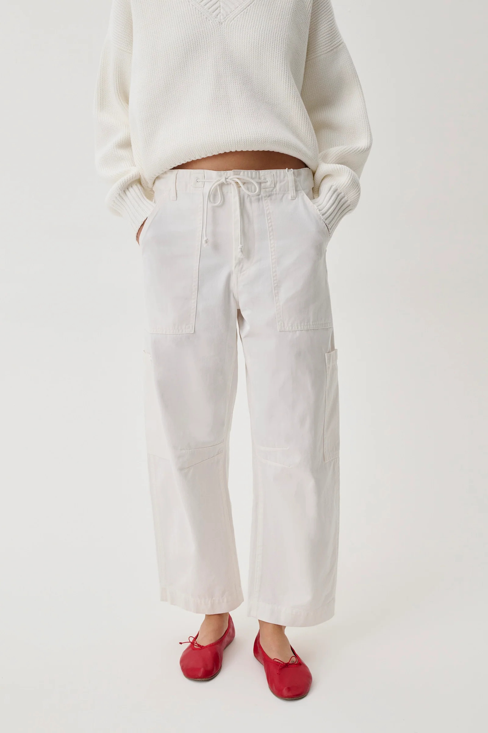 Sabrina Curved Utility Pants - White | Pistola Denim