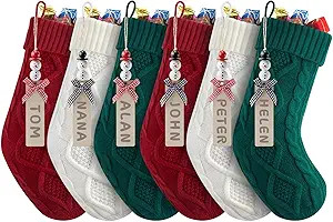 Personalized Christmas Stockings - 18 Inches Hanging Stockings with DIY Snowman Name Tags, 6 Pack... | Amazon (US)