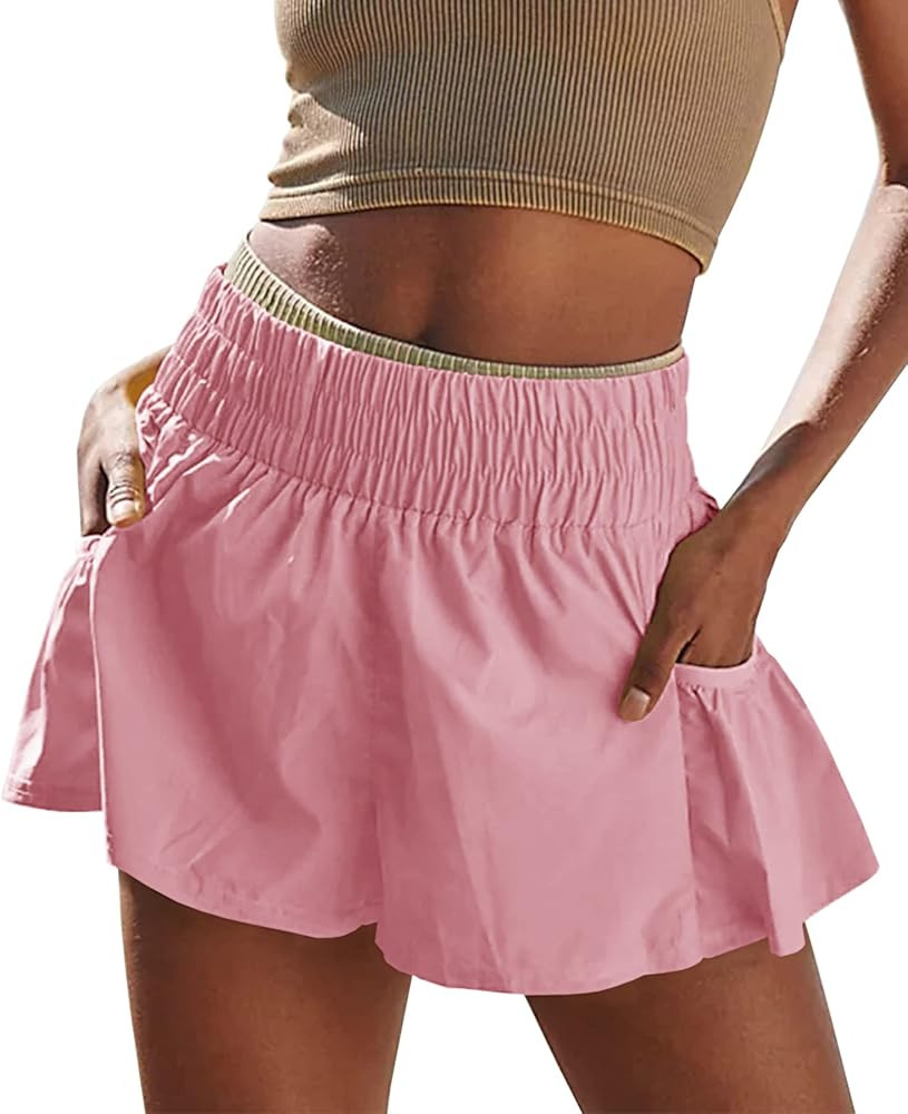 Tongmingyun Womens High Waisted Workout Shorts Athletic Running Shorts Summer Quick Dry Gym Short... | Amazon (US)