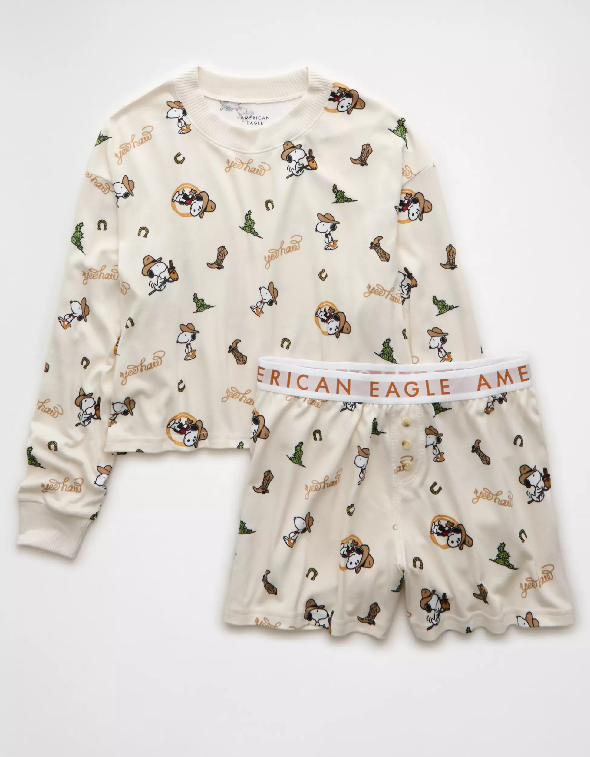 AE Peanuts Western Plush PJ Set | American Eagle Outfitters (US & CA)