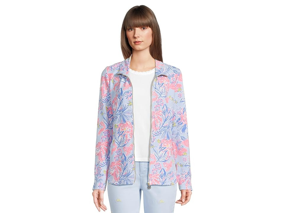 Lilly Pulitzer Leona Upf 50+ Zip-Up Women's Clothing Elephant Splash : MD, Spandex/Modal/Cotton | Zappos