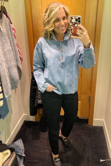 Chambray popover is on sale 
Wearing XS 

#LTKover40 #LTKfindsunder100 #LTKsalealert