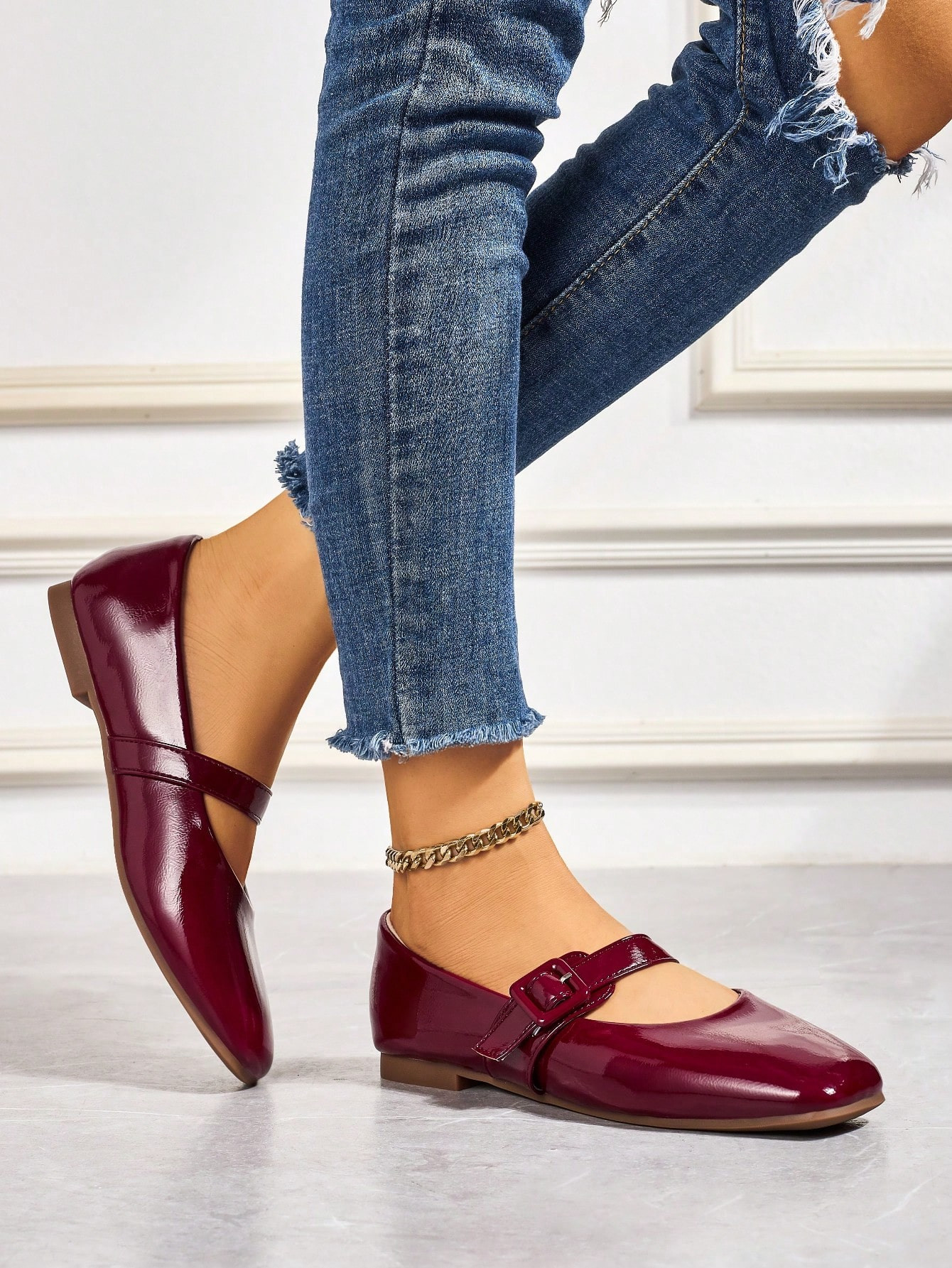 Collegiate-Style Square Toe Flat Shoes, New Mary Jane Strap Women Shoes, Fashionable Soft Bottom ... | SHEIN