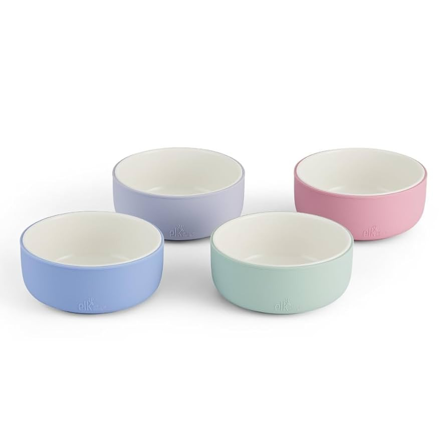 Elk and Friends Kids Porcelain Bowls with Silicone Sleeve | Kids/Toddler/Baby Feeding | Microwave... | Amazon (US)