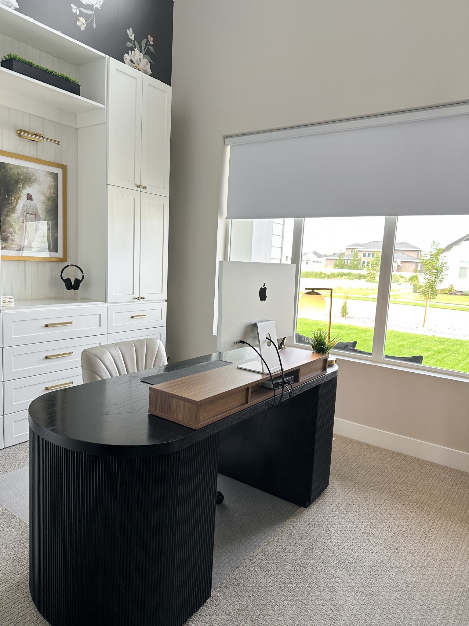 TokBlinds roller shades completely transformed this office. Clean, modern, and they filter the light perfectly without blocking it out. Custom window treatments, cordless roller shades, light filtering blinds, modern home office update.

#LTKHome #LTKSeasonal #LTKdayinmylife