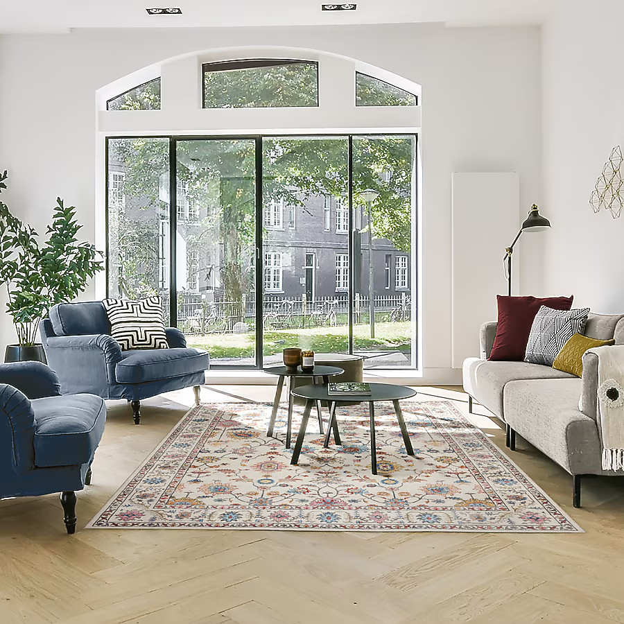 GERTMENIAN 9 x 13 (ft) Ivory Rectangular Indoor Medallion Pet Friendly Area rug Lowes.com | Lowe's