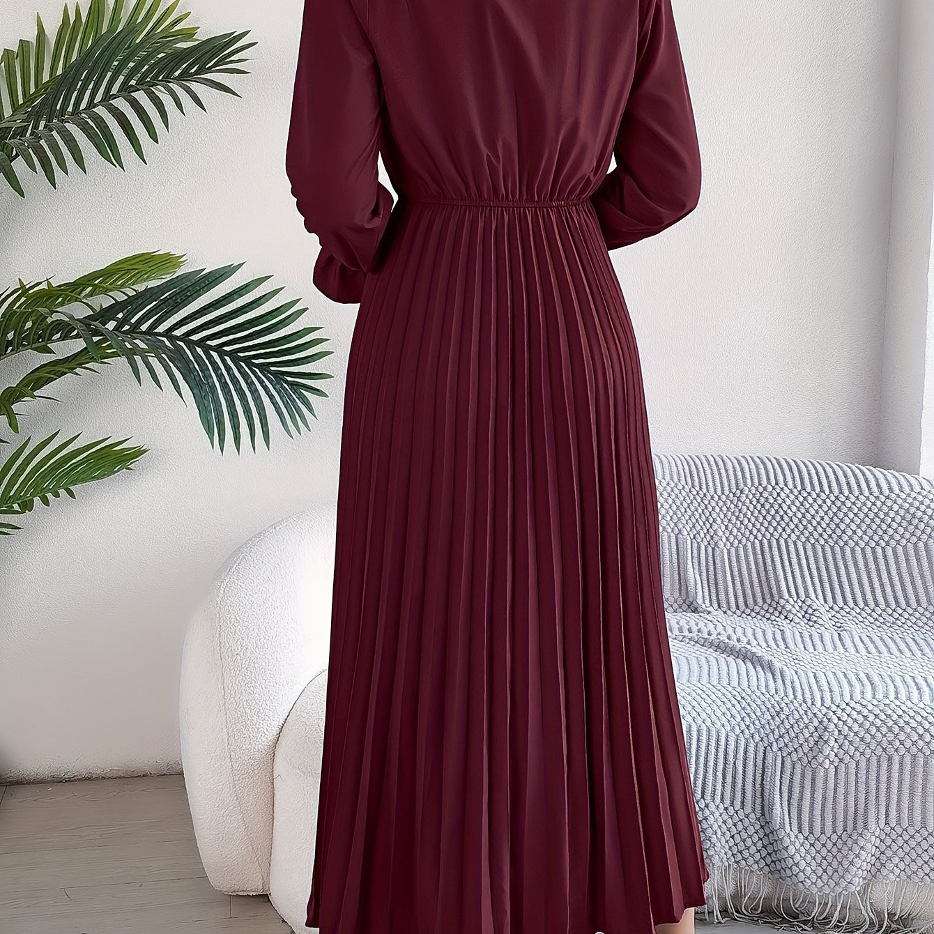 button front lapel collar pleated dress elegant long sleeve - Temu Canada | Temu Affiliate Program