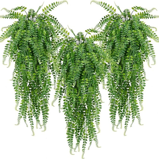 6 Pcs Artificial Hanging Ferns Plants Fake Hanging Plants Fake Ivy Boston Ferns Vine Outdoor Indo... | Amazon (US)