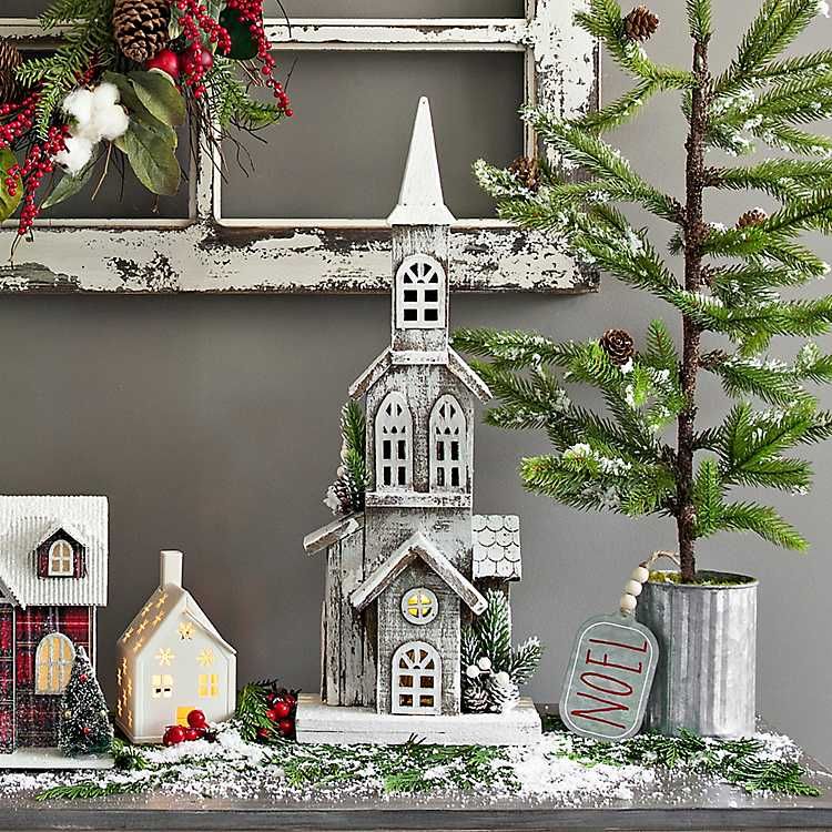 Wooden Christmas Church LED Statue | Kirkland's Home
