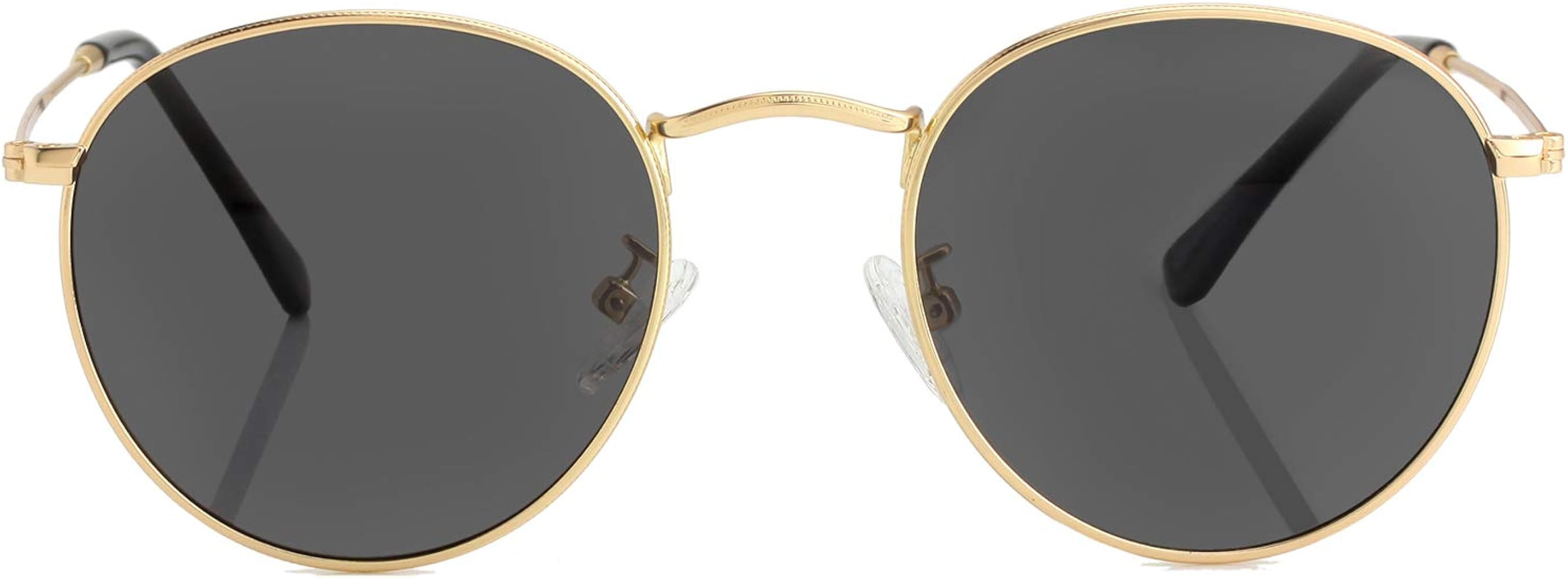 Small Round Polarized Sunglasses for Men Women Mirrored Lens Classic Circle Sun Glasses | Amazon (US)