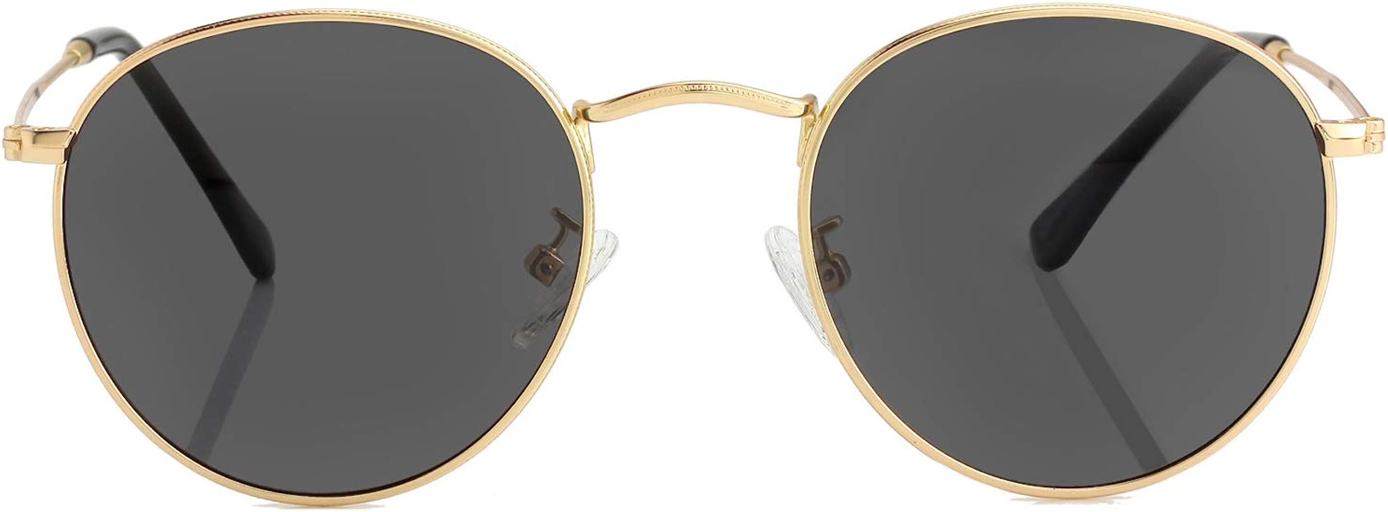 Small Round Polarized Sunglasses for Men Women Mirrored Lens Classic Circle Sun Glasses | Amazon (US)
