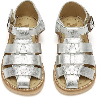 Noah Leather Fisherman Sandal, Silver | Maisonette