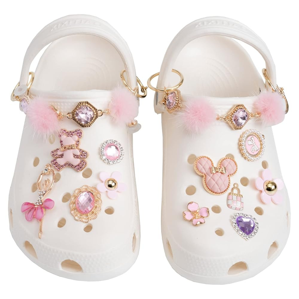 Bling Shoe Charms for Women,Girly Pink Chains for Clog Sandals,Rhinestones Charms Cute Designer D... | Amazon (US)