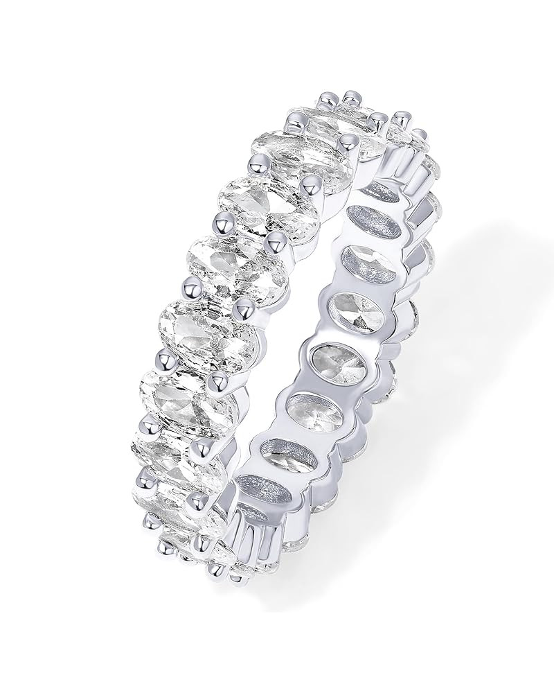 PAVOI 14K Gold Plated Rings - Oval Cubic Zirconia Love Ring and Eternity Ring - 5mm Stackable for... | Amazon (US)